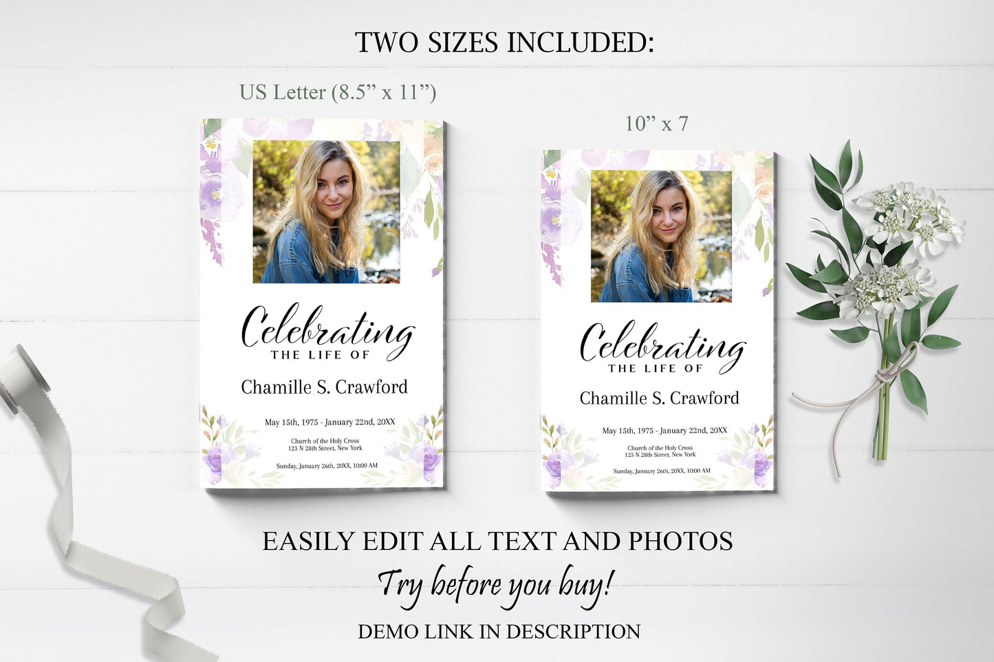 8 Page Funeral Program Template for Woman - lovingmemoryprints