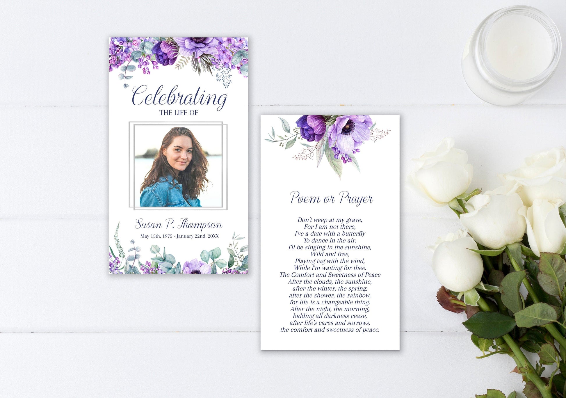 8 - Piece Lilac Funeral Template Bundle - lovingmemoryprints