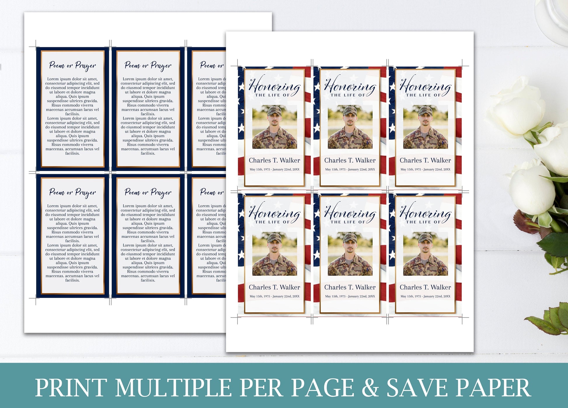 Amercian Flag Funeral Prayer Cards Template - lovingmemoryprints