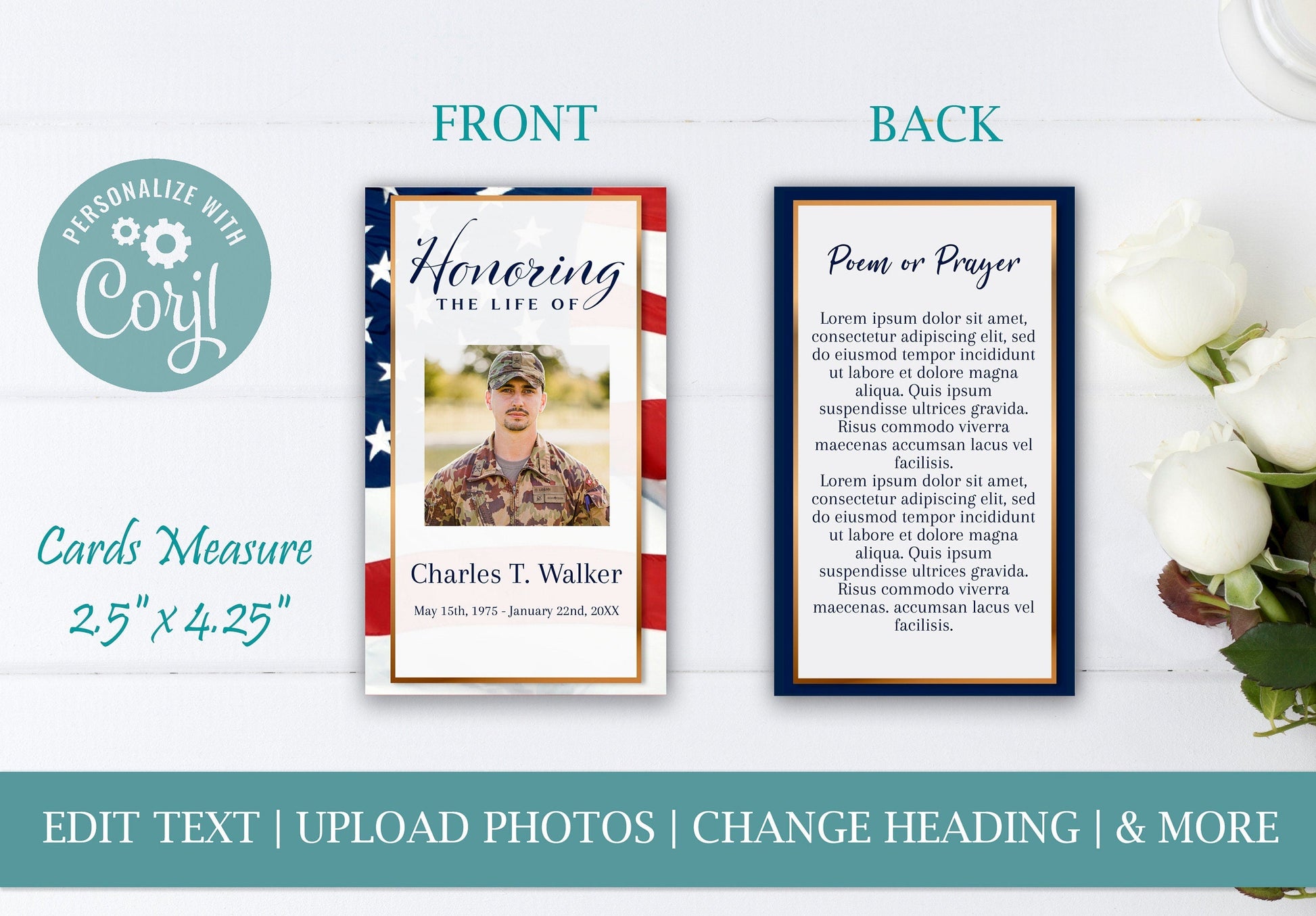Amercian Flag Funeral Prayer Cards Template - lovingmemoryprints