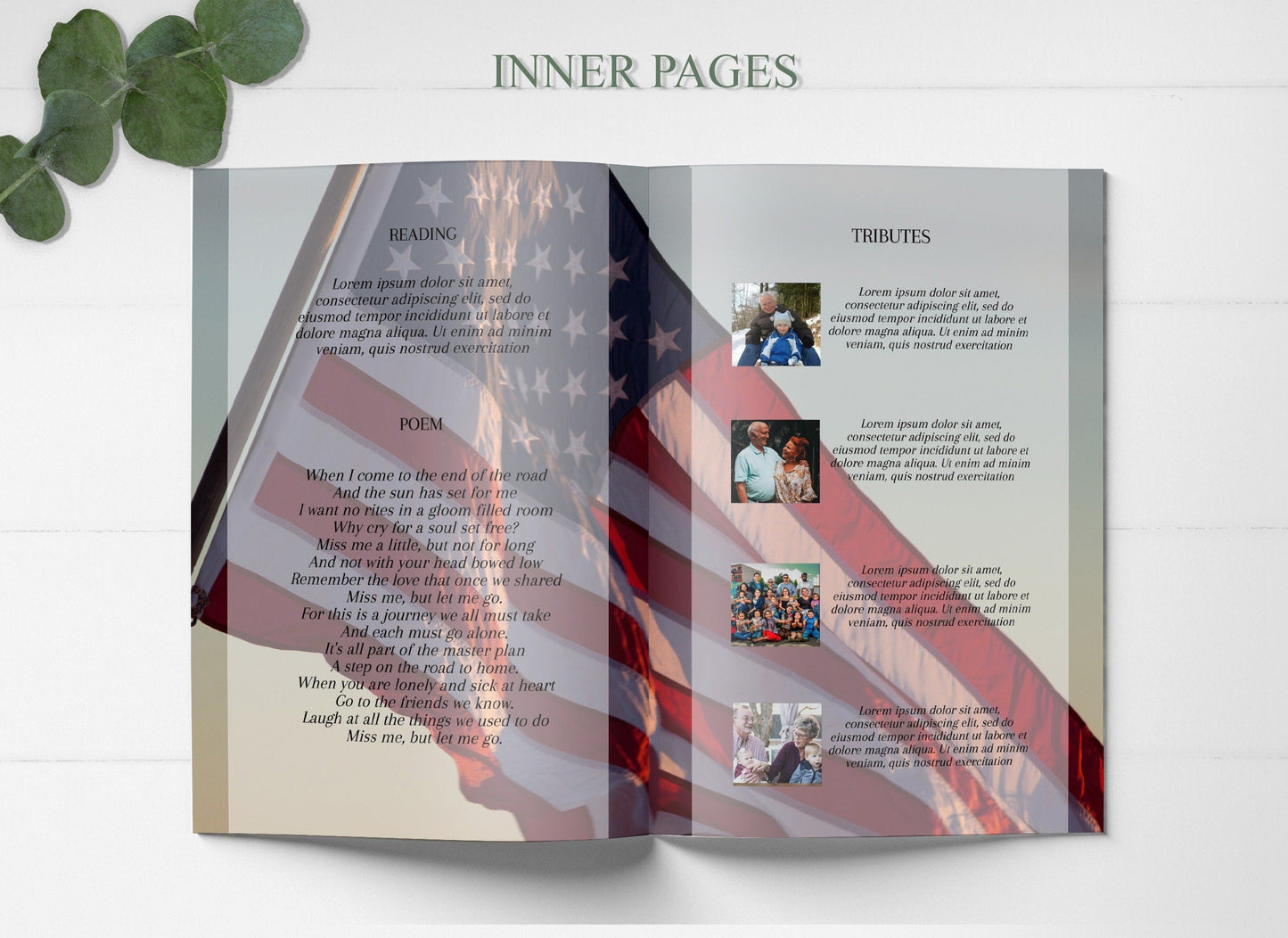 American Flag Funeral Program Template | Obituary Template | Veteran Memorial Service Program | A114 - lovingmemoryprints