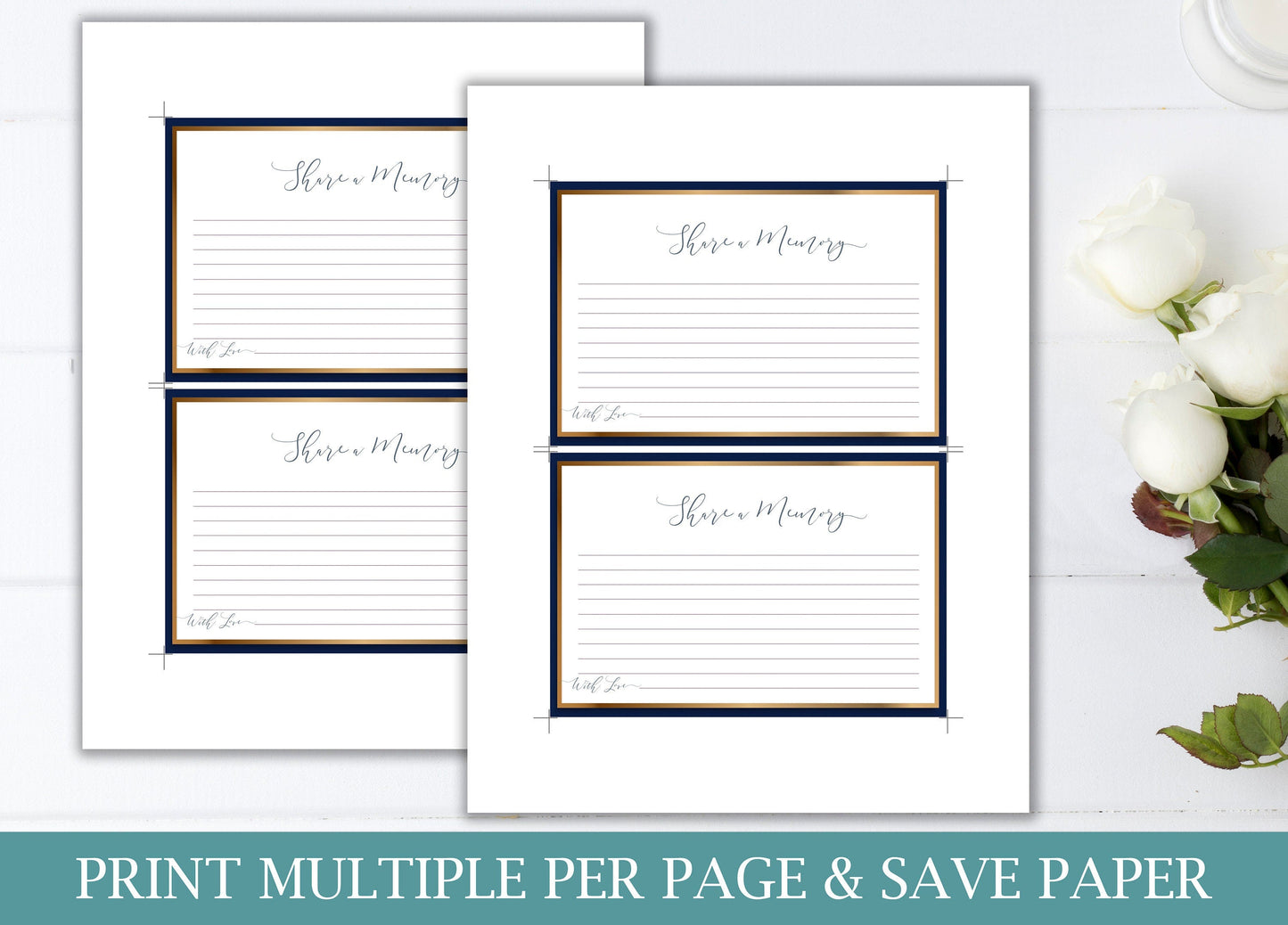 American Flag Share a Memory Sign and Cards for Funeral | Military Funeral Memorial Keepsake | Veteran Celebration of Life Favors | B180 - lovingmemoryprints