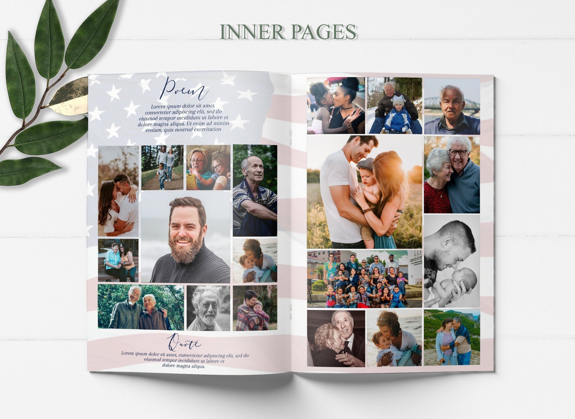 American Flag Themed Funeral Program Template - 8 Page - lovingmemoryprints