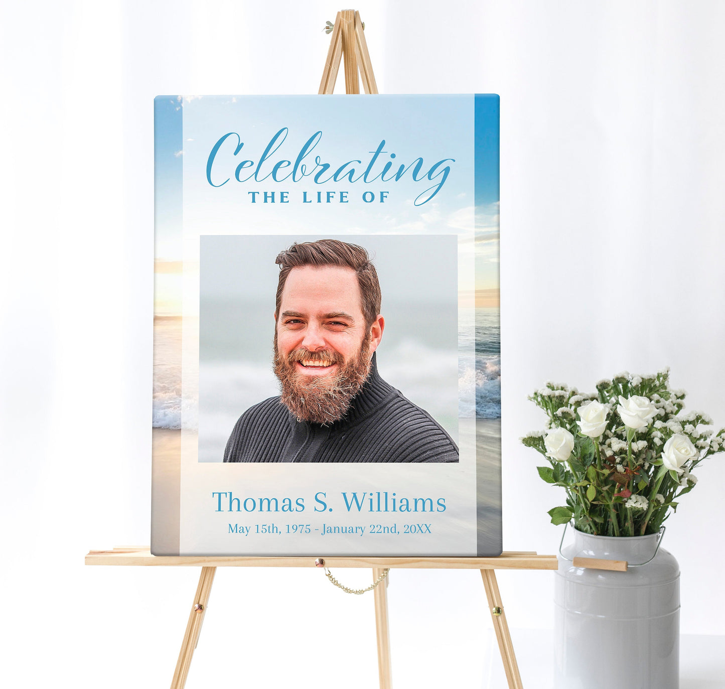 Beach Sunsent Scene Funeral Poster Photo Display - Set of 3 - lovingmemoryprints