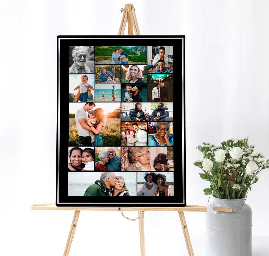 Black and Silver Funeral Photo Display - Set of 3 - lovingmemoryprints