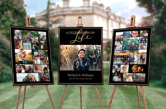 Black & Gold Funeral Posters - Set of 3 - lovingmemoryprints