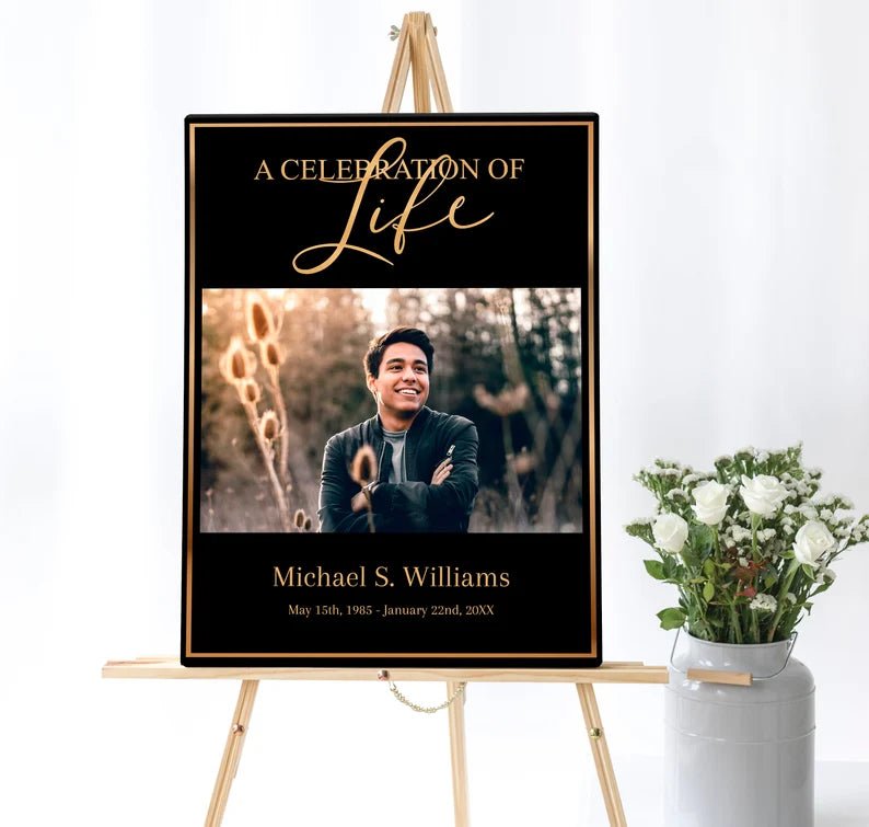 Black & Gold Funeral Posters - Set of 3 - lovingmemoryprints