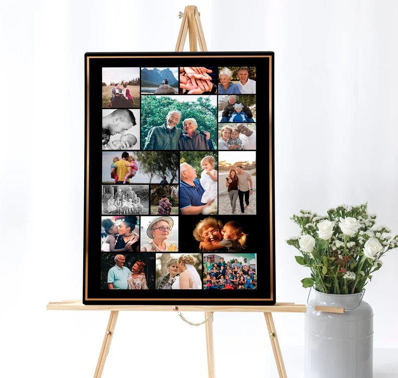Black & Gold Theme Funeral Poster Display - Set of 5 - lovingmemoryprints