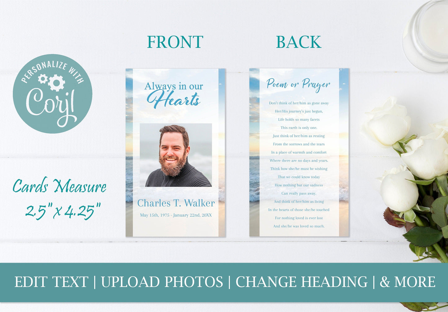 Blue Ocean Funeral Prayer Cards Templates - lovingmemoryprints
