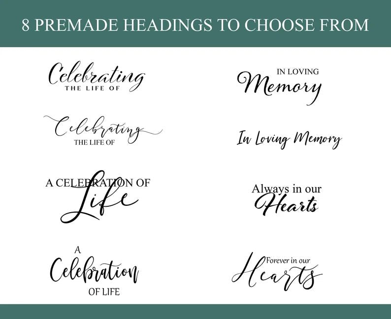 Blue Watercolor Funeral Poster With Photo Display Templates - Set of 5 - lovingmemoryprints