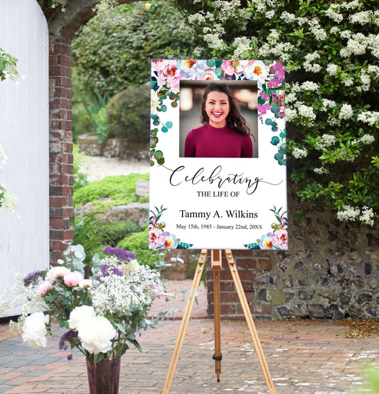 Bright Floral Memory Board Template - lovingmemoryprints