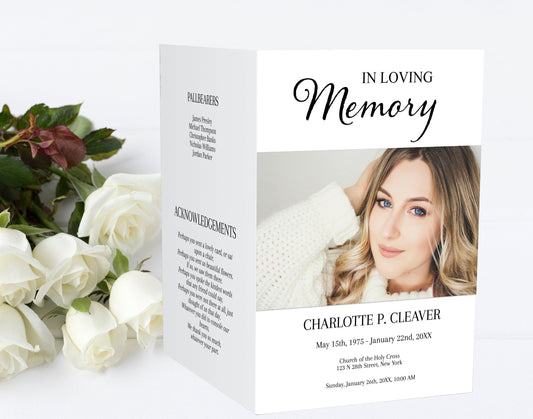 Classic Funeral Program Template - 4 page - lovingmemoryprints