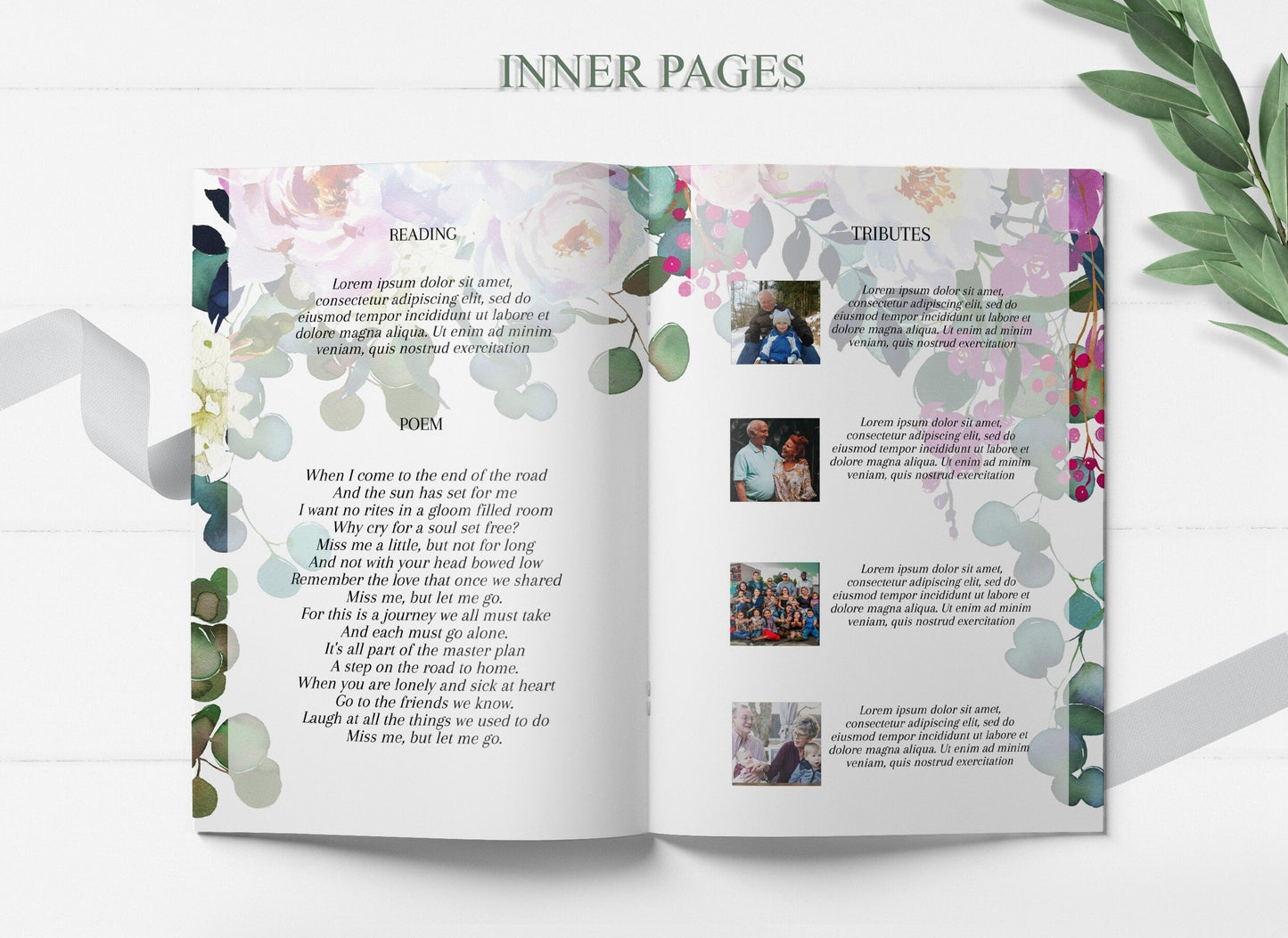 Colorful Floral Funeral Program Pamphlet | 8 - page - lovingmemoryprints