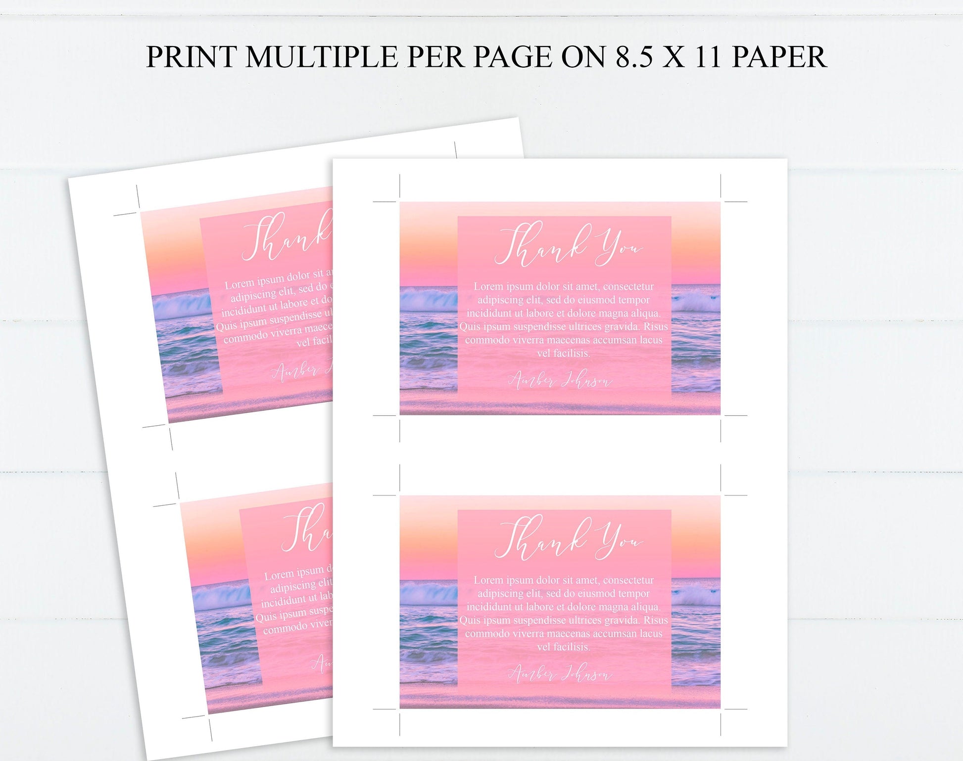 Colorful Ocean Sunset Thank You Cards Template - lovingmemoryprints