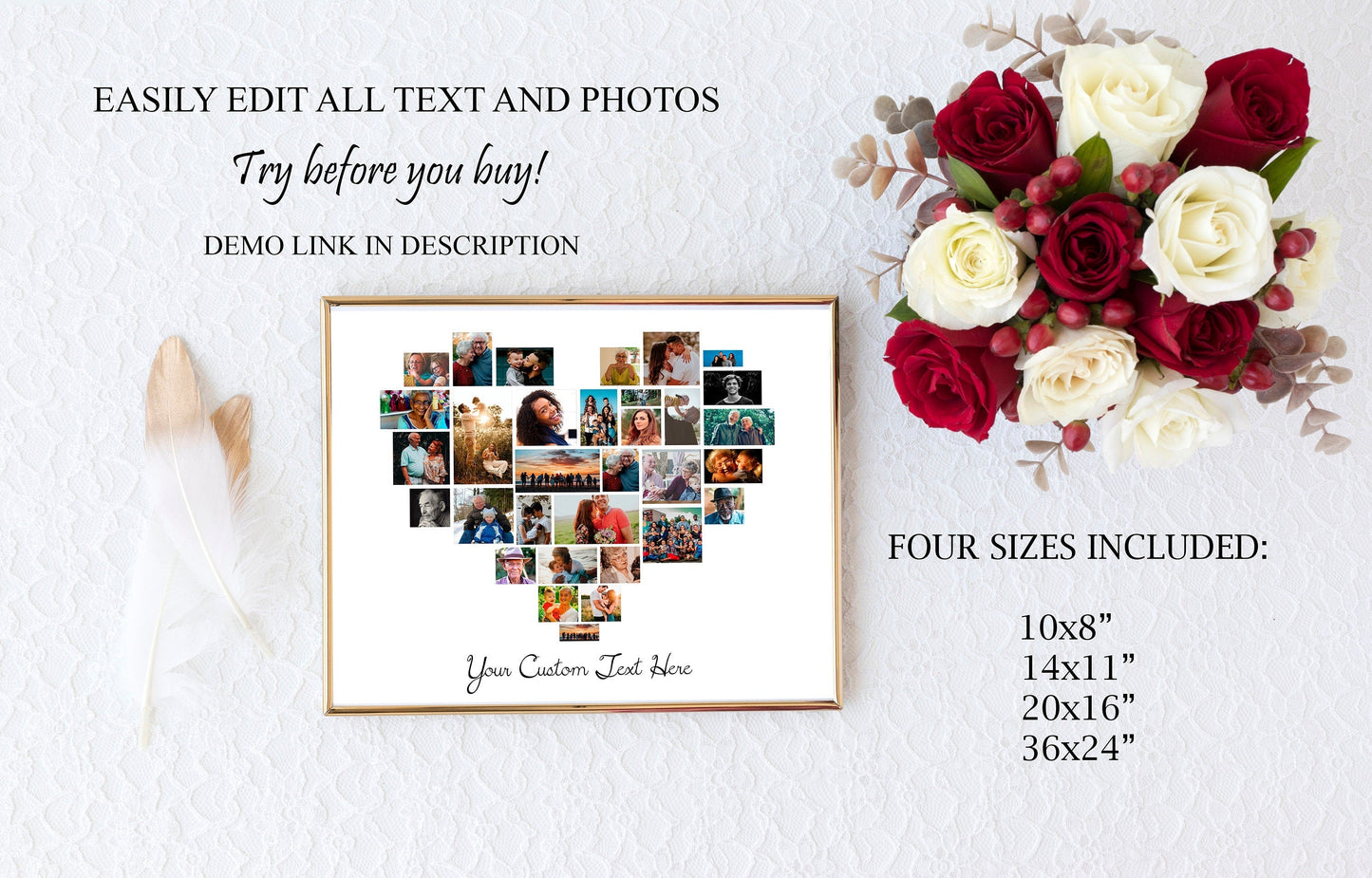 Custom Heart Photo Collage | Family Photo Collage - lovingmemoryprints