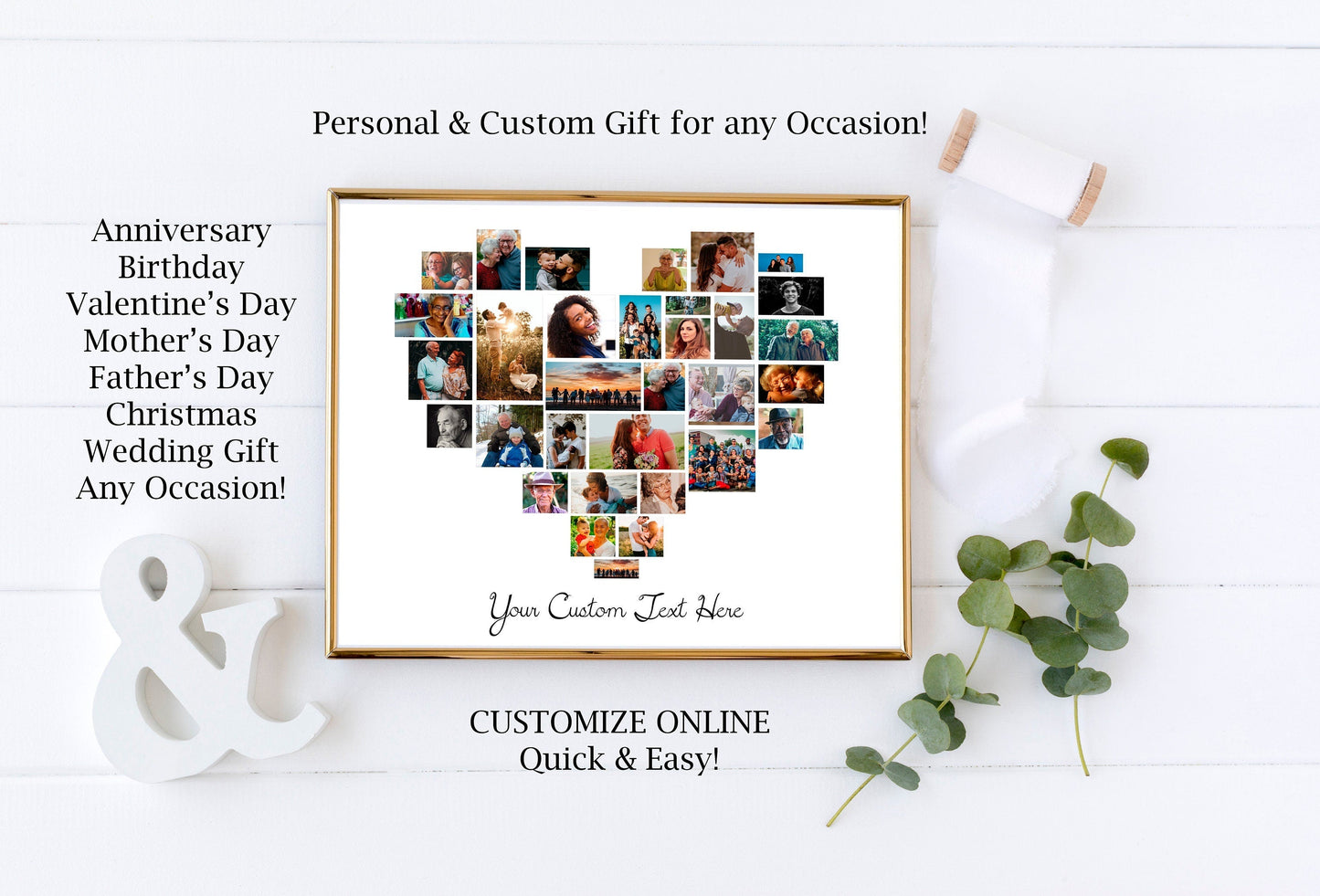 Custom Heart Photo Collage | Family Photo Collage - lovingmemoryprints