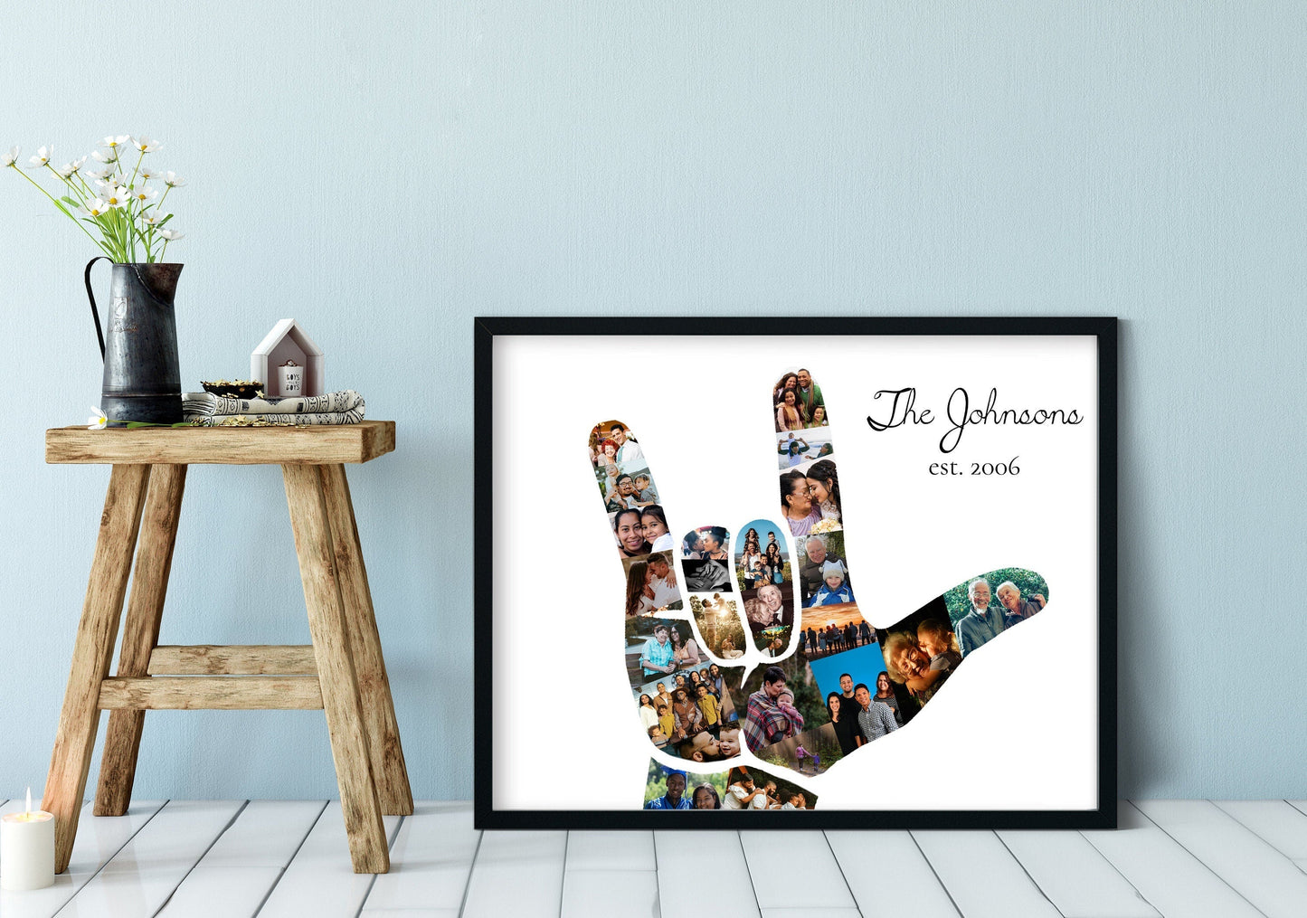 Custom ILY Photo Collage | Family Photo Collage - lovingmemoryprints