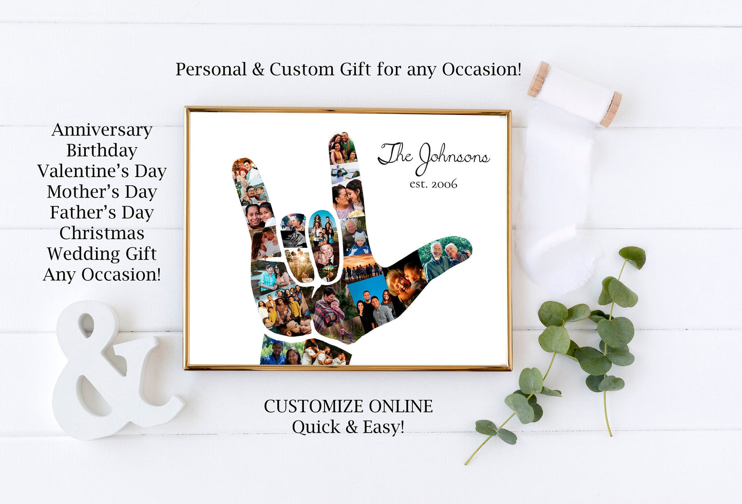 Custom ILY Photo Collage | Family Photo Collage - lovingmemoryprints