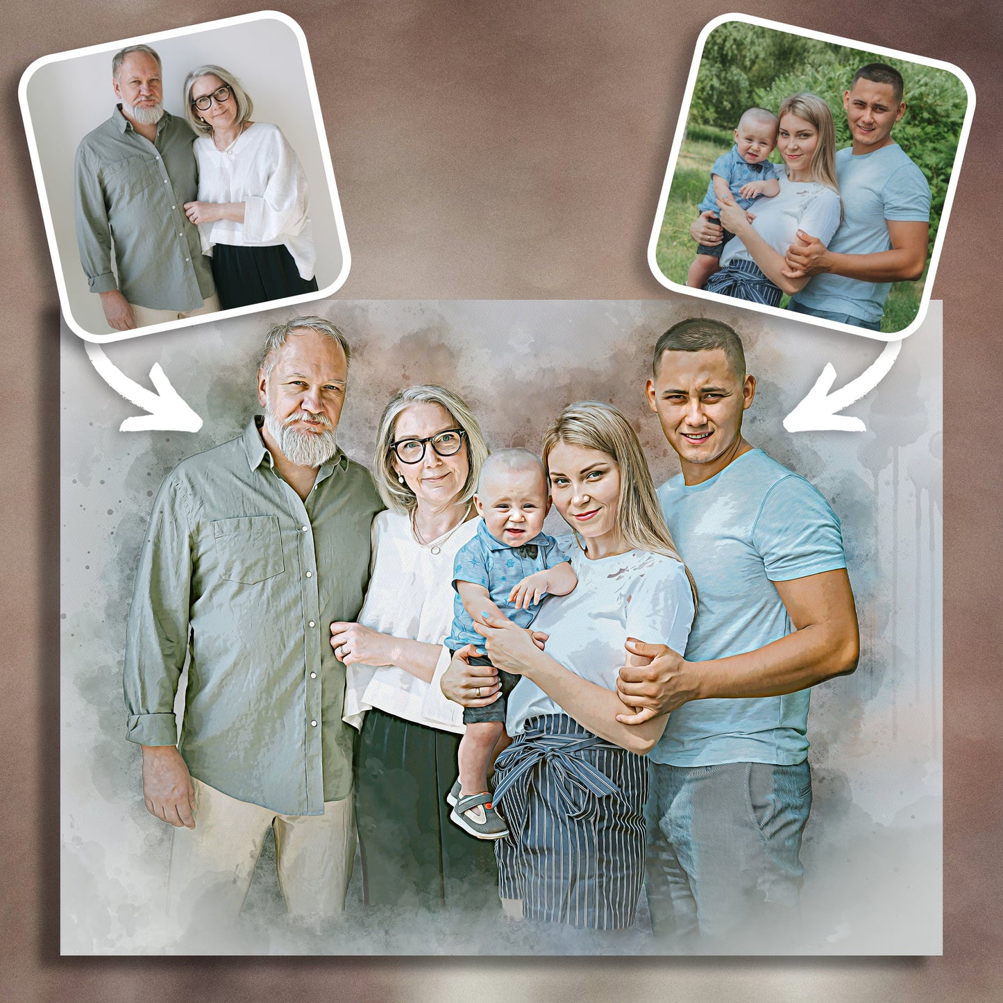 Custom Made Family Portraits - We Can Add Your Loved Ones To Any Photo - lovingmemoryprints