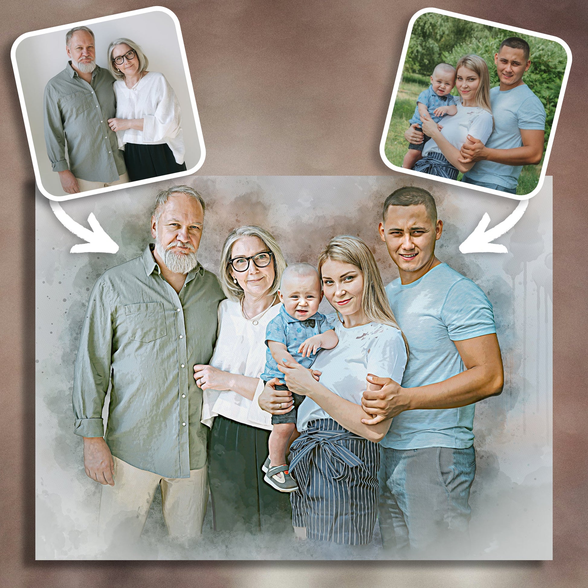 Custom Made Family Portraits - We Can Add Your Loved Ones To Any Photo - lovingmemoryprints