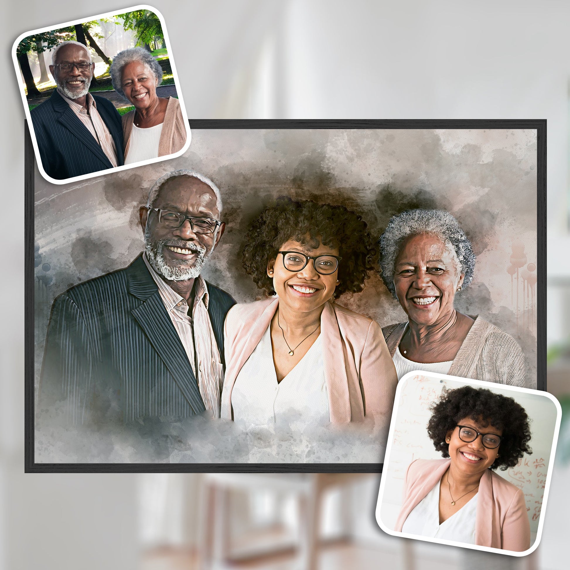 Custom Made Family Portraits - We Can Add Your Loved Ones To Any Photo - lovingmemoryprints
