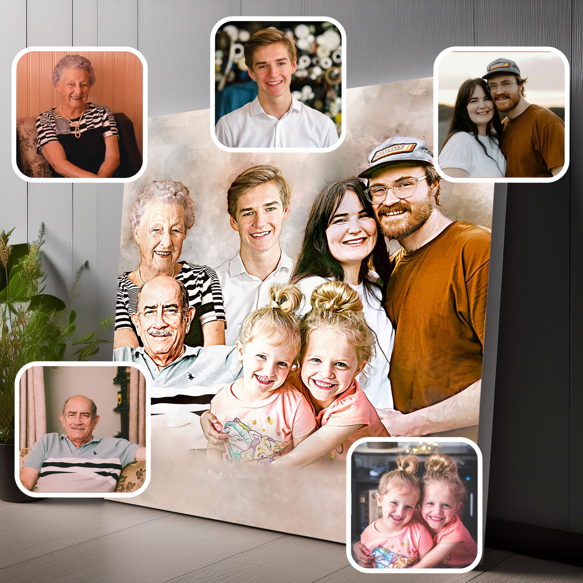 Custom Made Family Portraits - We Can Add Your Loved Ones To Any Photo - lovingmemoryprints