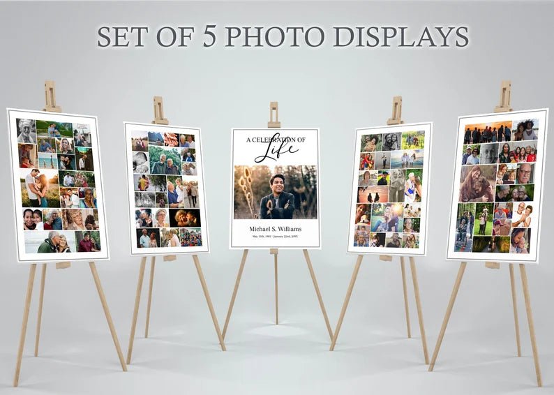 Editable Funeral Posters w/ Photo Displays - Set of 5 - lovingmemoryprints