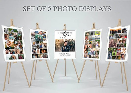Editable Funeral Posters w/ Photo Displays - Set of 5 - lovingmemoryprints