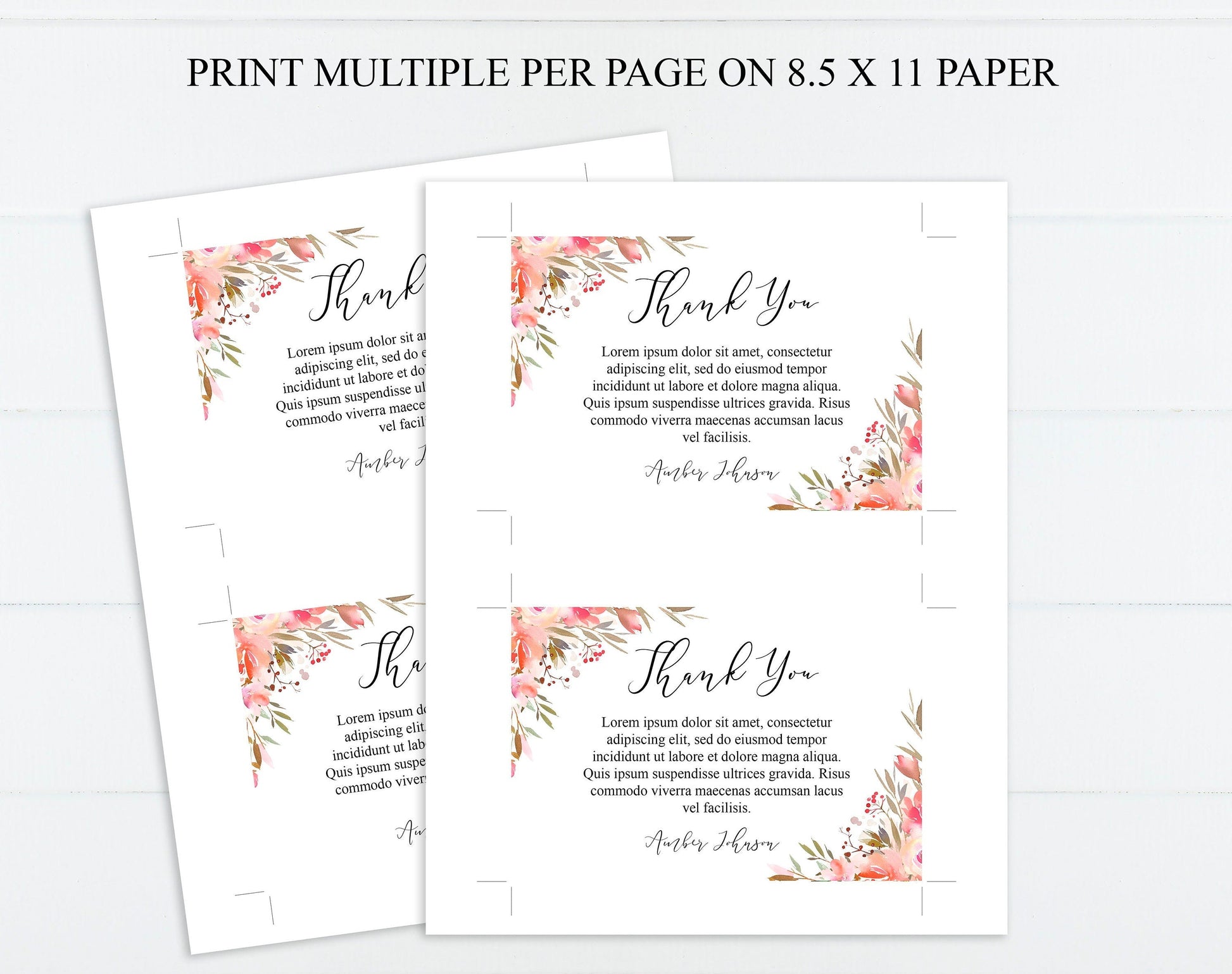 Editable Funeral Thank You Cards Template - lovingmemoryprints
