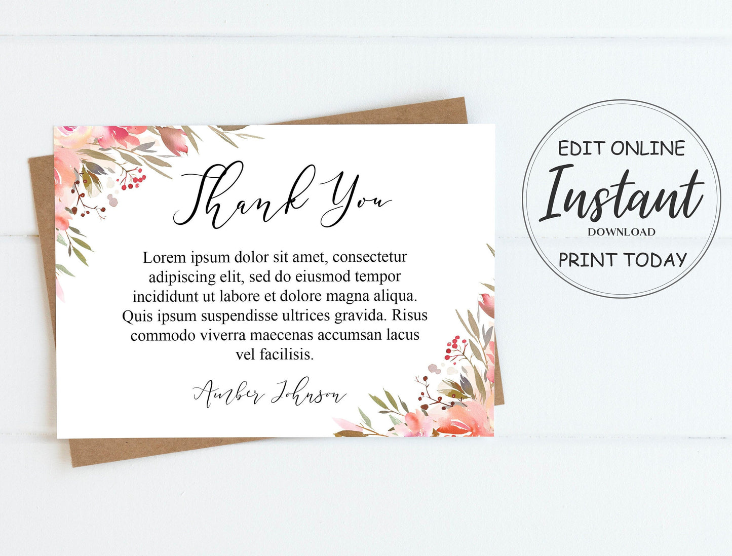 Editable Funeral Thank You Cards Template - lovingmemoryprints