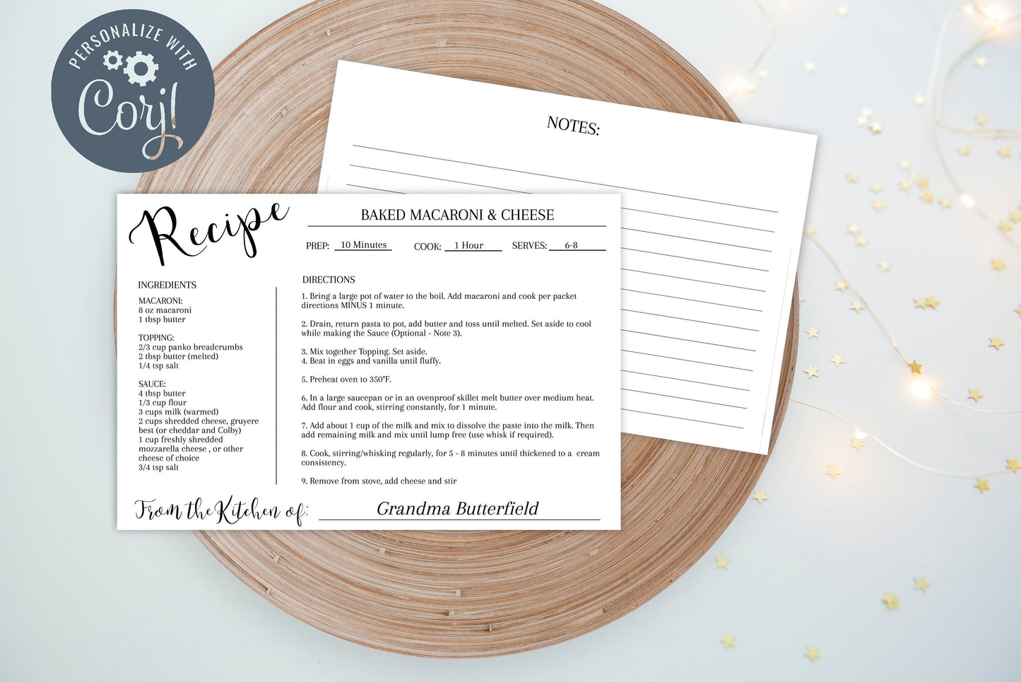Editable Recipe Card Template | Minimal Recipe Card - lovingmemoryprints