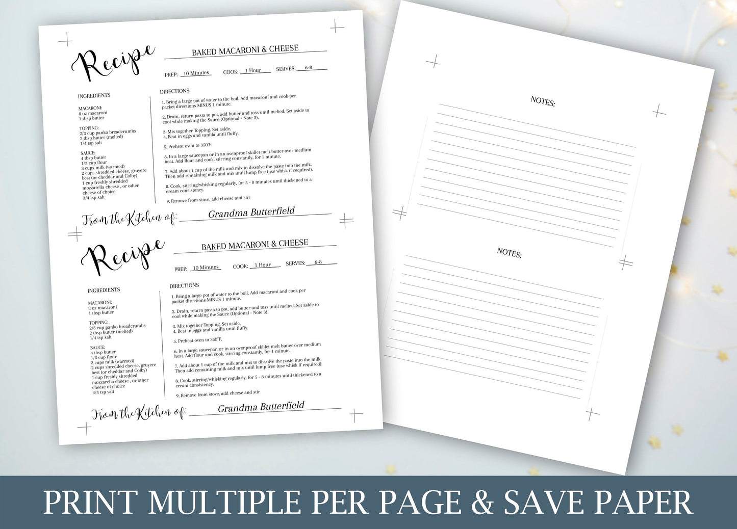 Editable Recipe Card Template | Minimal Recipe Card - lovingmemoryprints