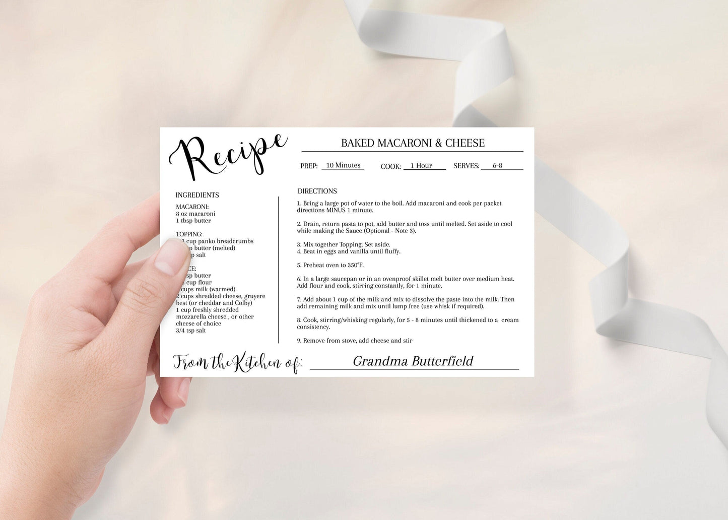 Editable Recipe Card Template | Minimal Recipe Card - lovingmemoryprints