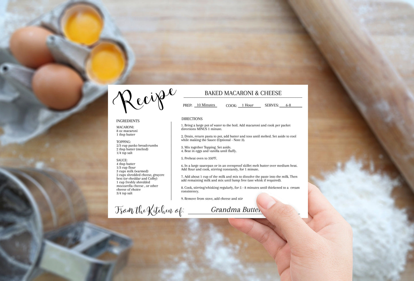 Editable Recipe Card Template | Minimal Recipe Card - lovingmemoryprints