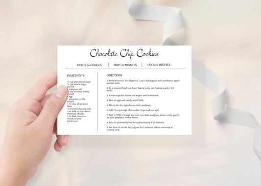 Editable Recipe Card Template | Minimal White Recipe Card | Recipe Book Template - lovingmemoryprints