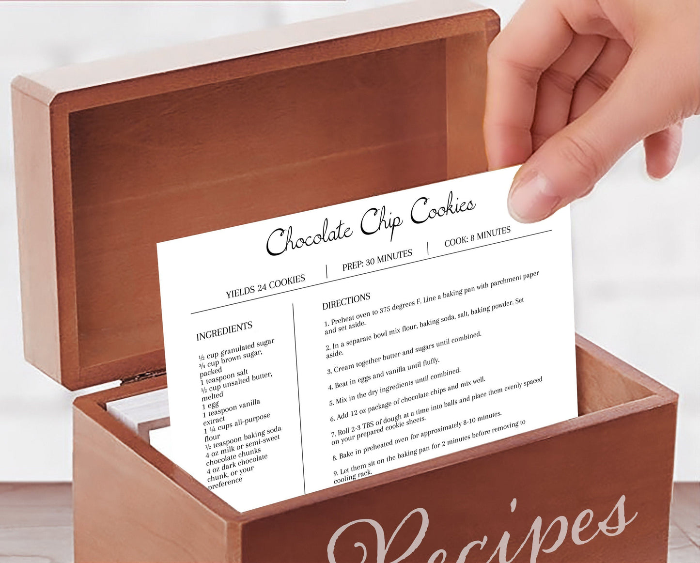 Editable Recipe Card Template | Minimal White Recipe Card | Recipe Book Template - lovingmemoryprints
