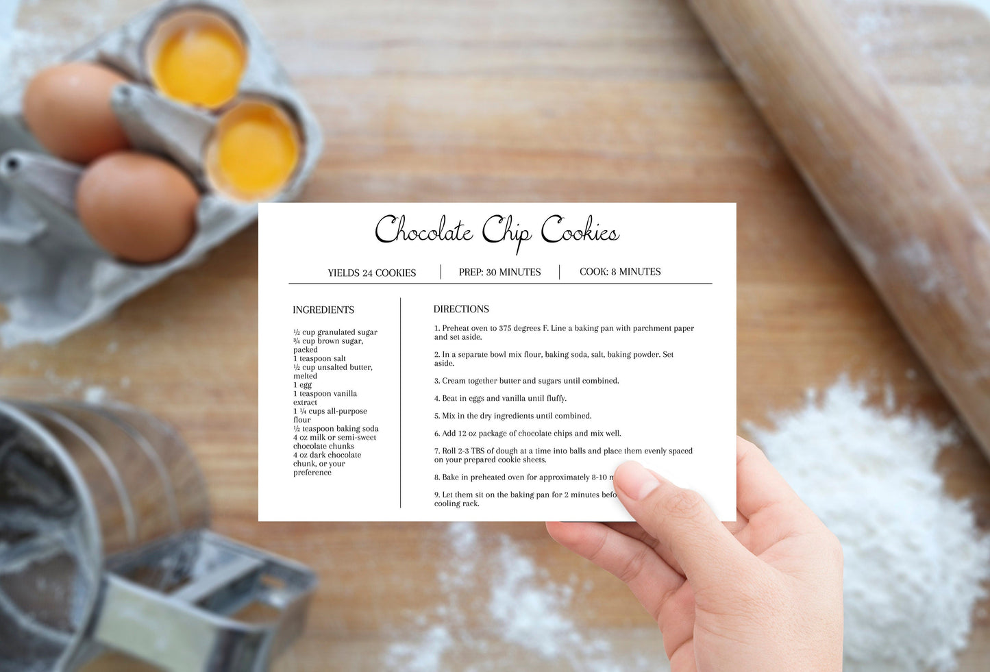 Editable Recipe Card Template | Minimal White Recipe Card | Recipe Book Template - lovingmemoryprints
