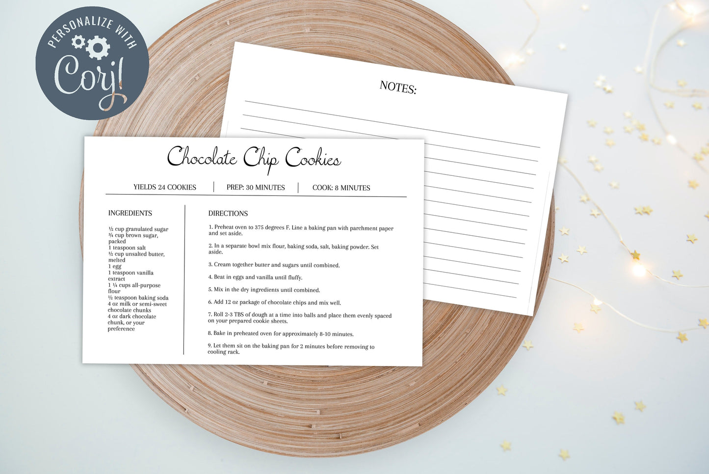 Editable Recipe Card Template | Minimal White Recipe Card | Recipe Book Template - lovingmemoryprints