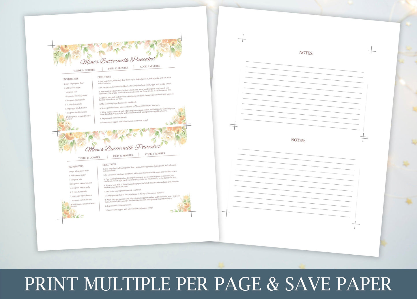 Editable Recipe Card Template | Simple Recipe Card Template - lovingmemoryprints