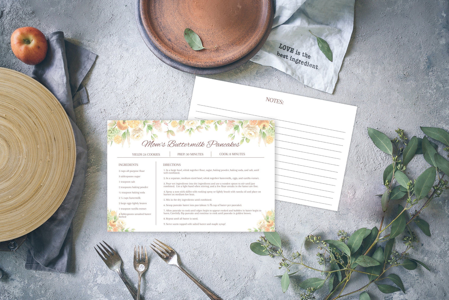 Editable Recipe Card Template | Simple Recipe Card Template - lovingmemoryprints