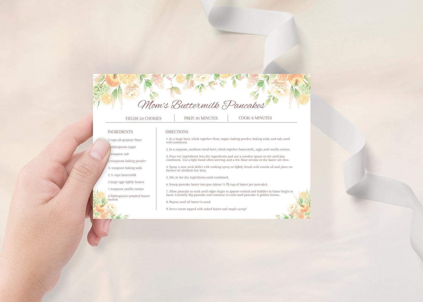 Editable Recipe Card Template | Simple Recipe Card Template - lovingmemoryprints