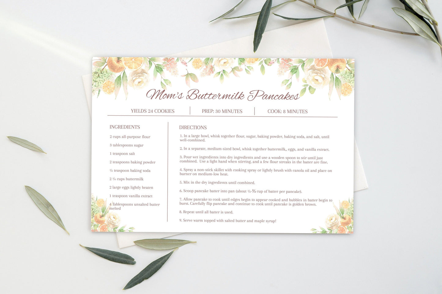 Editable Recipe Card Template | Simple Recipe Card Template - lovingmemoryprints