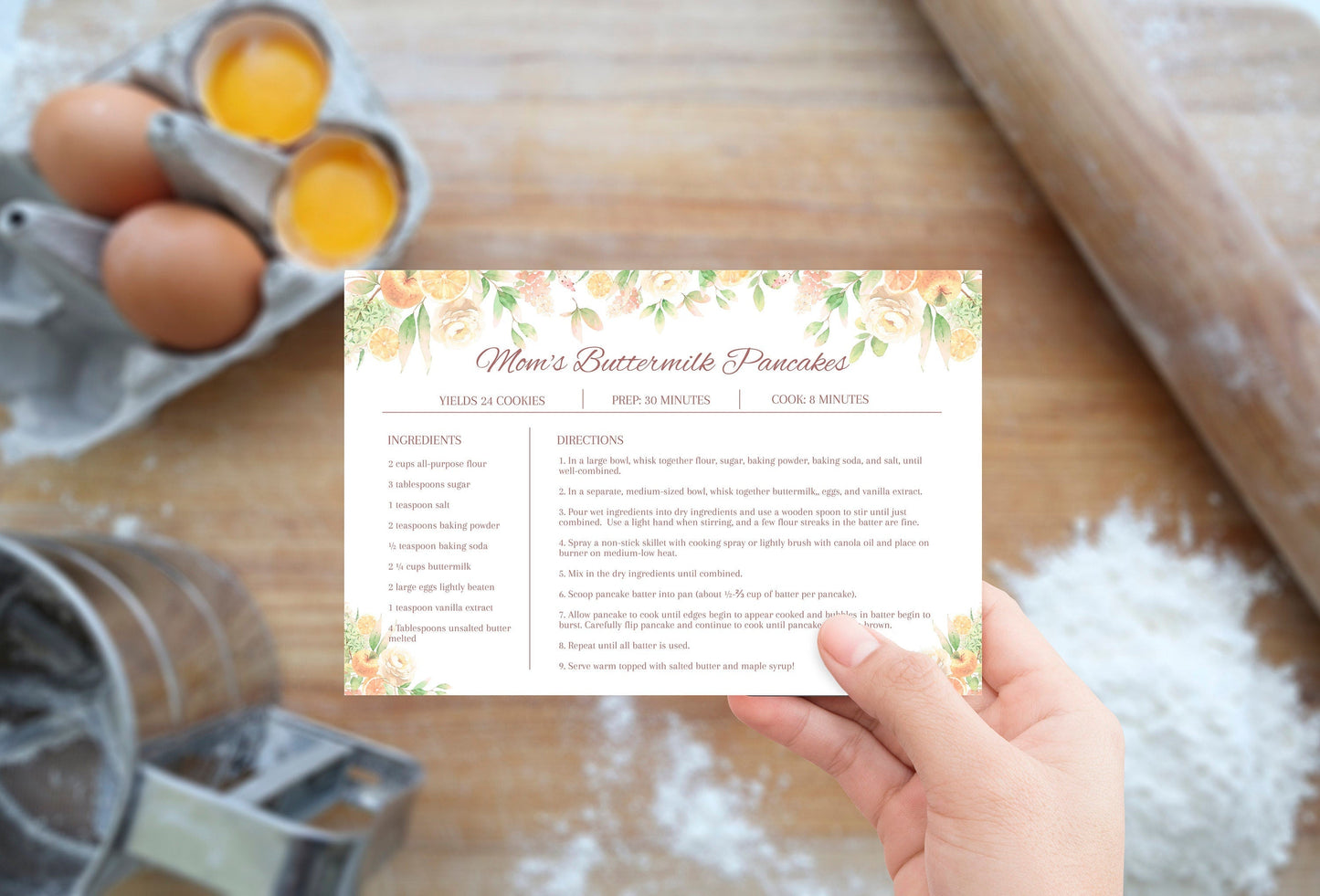 Editable Recipe Card Template | Simple Recipe Card Template - lovingmemoryprints