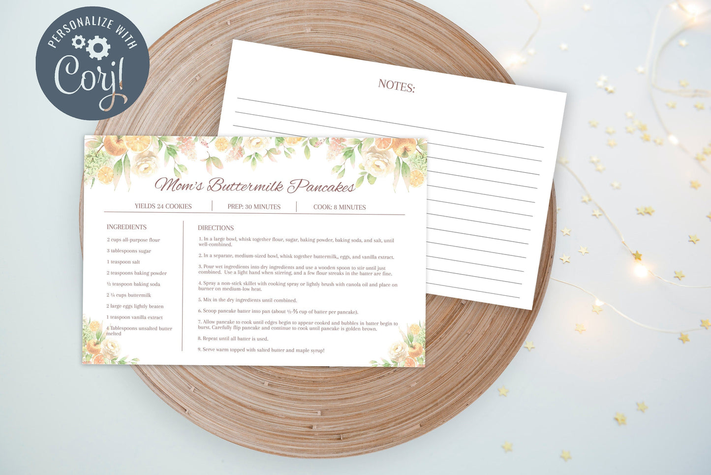 Editable Recipe Card Template | Simple Recipe Card Template - lovingmemoryprints
