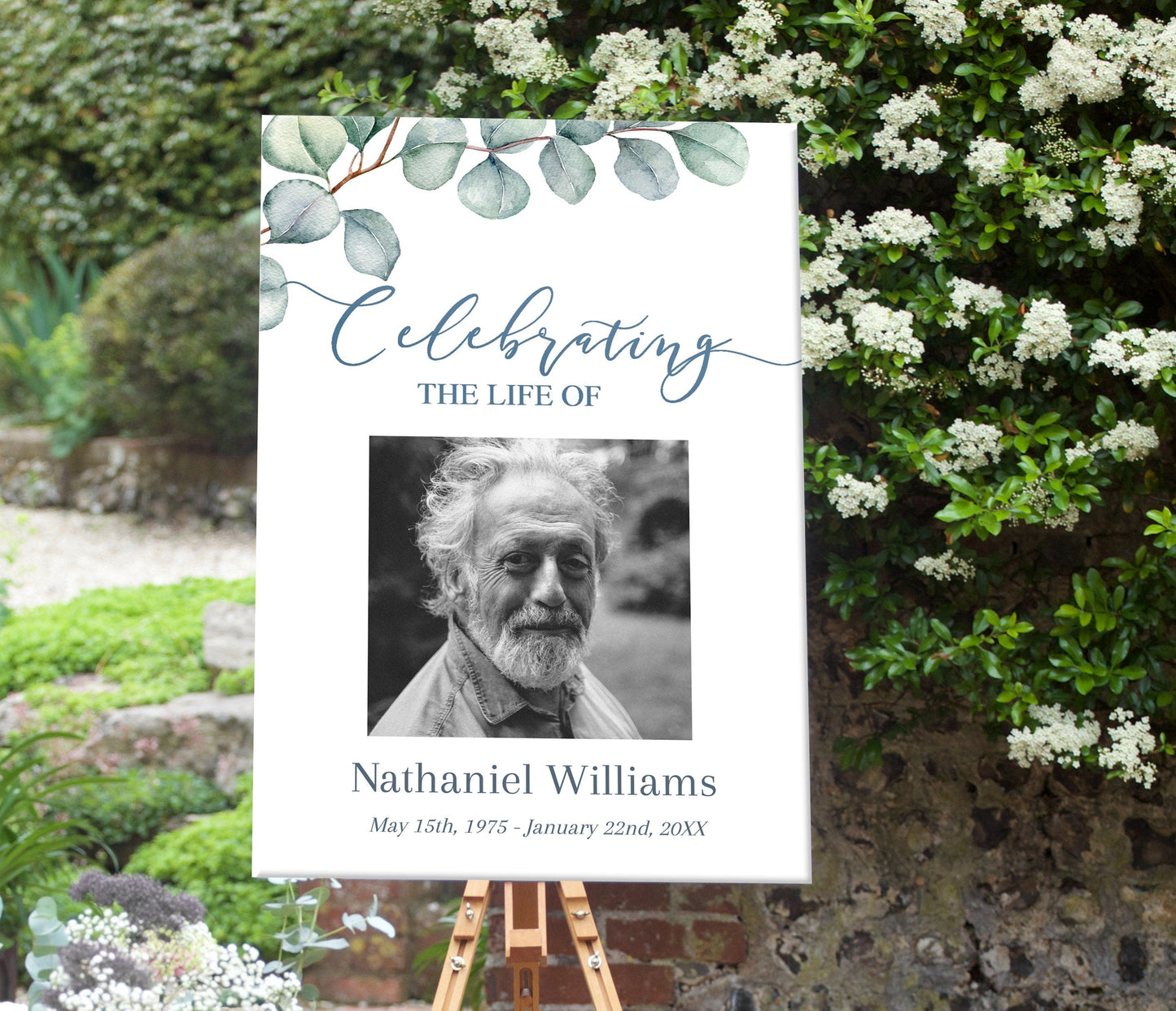 Eucalyptus Funeral Poster Template - lovingmemoryprints