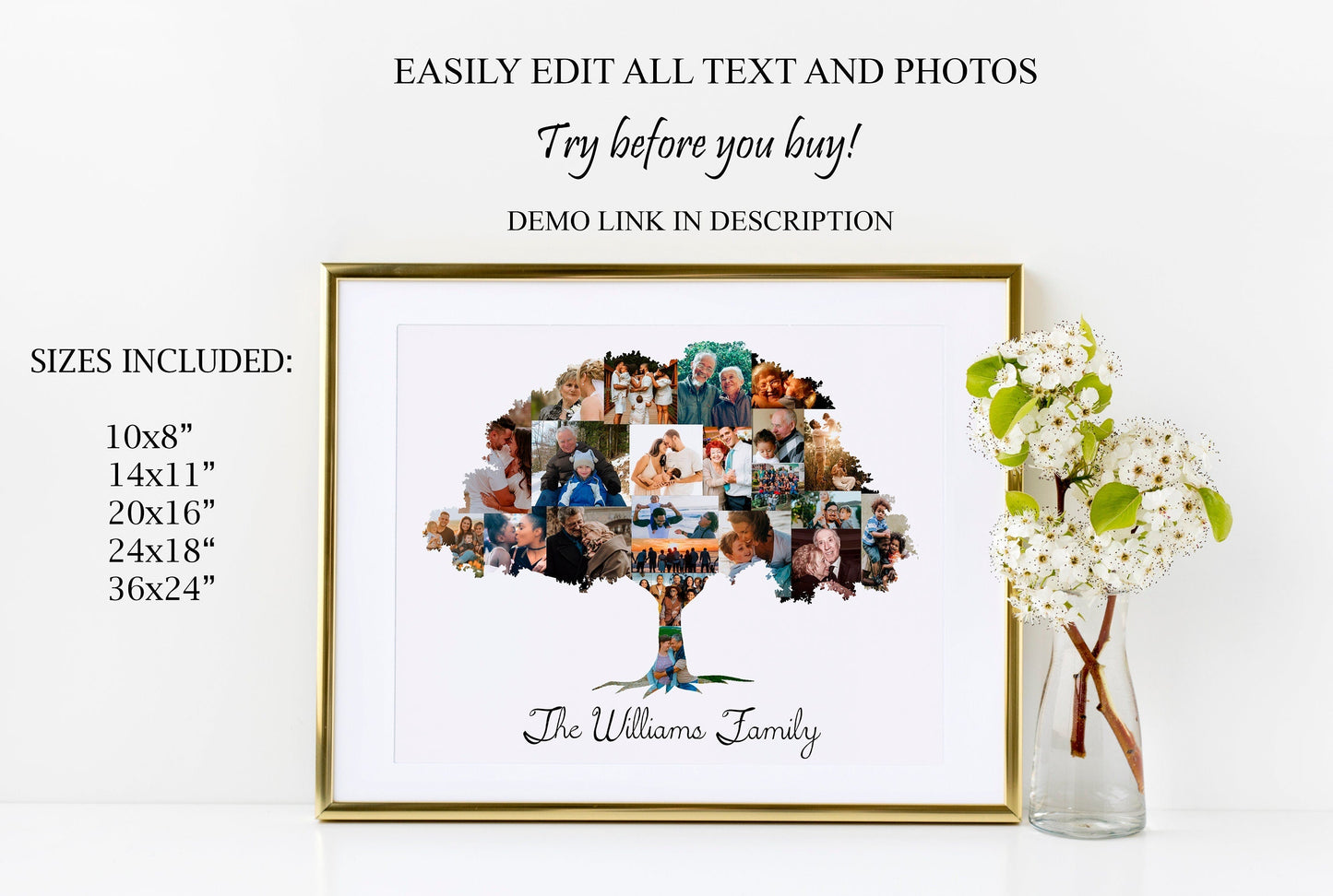 Family Tree Photo Collage | Custom Family Tree Photo Collage - lovingmemoryprints