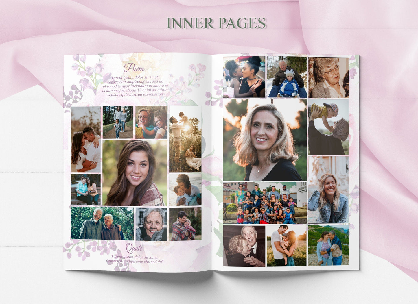 Floral Design 8 Page Funeral Program Template - lovingmemoryprints