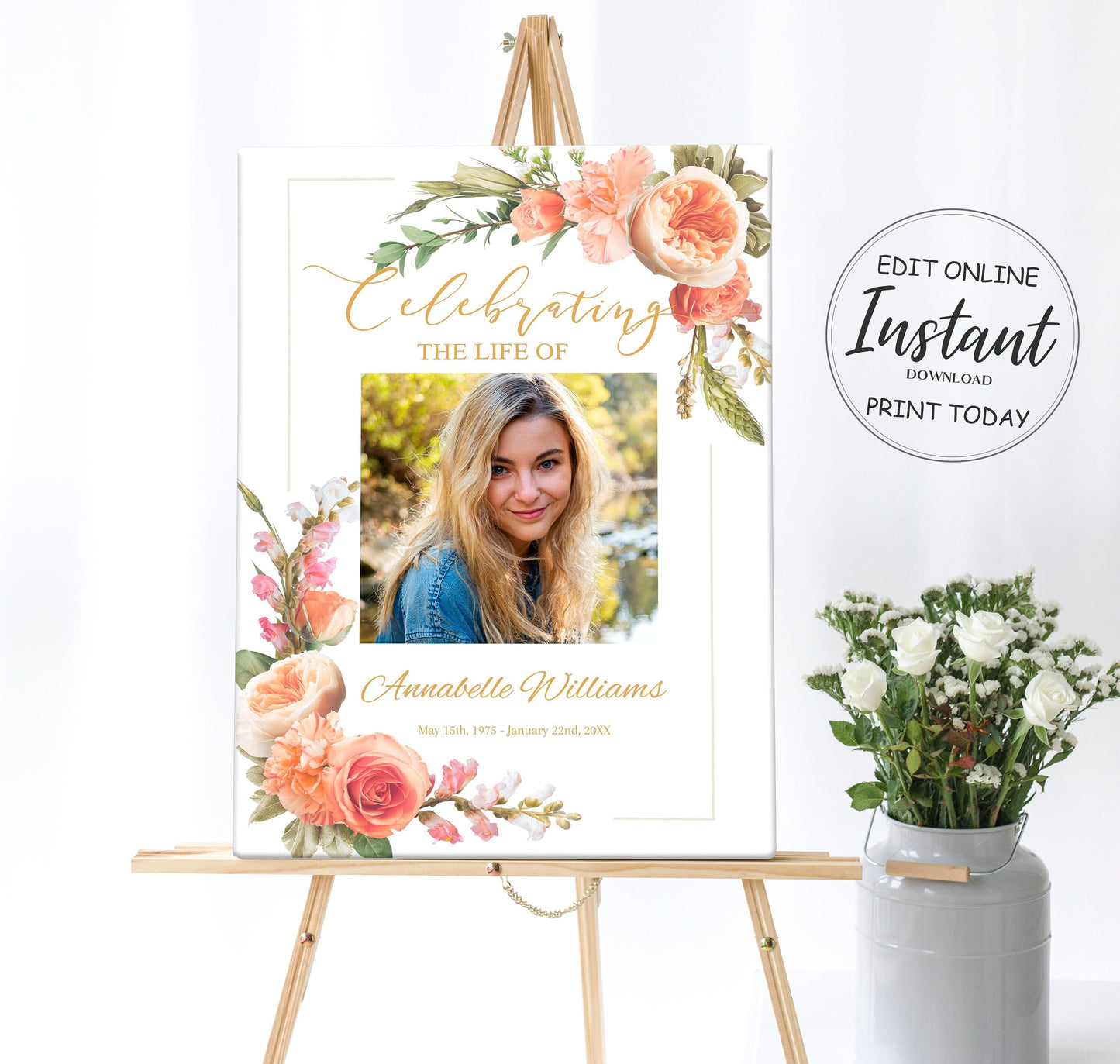 Floral Funeral Welcome Sign or Display Poster - lovingmemoryprints