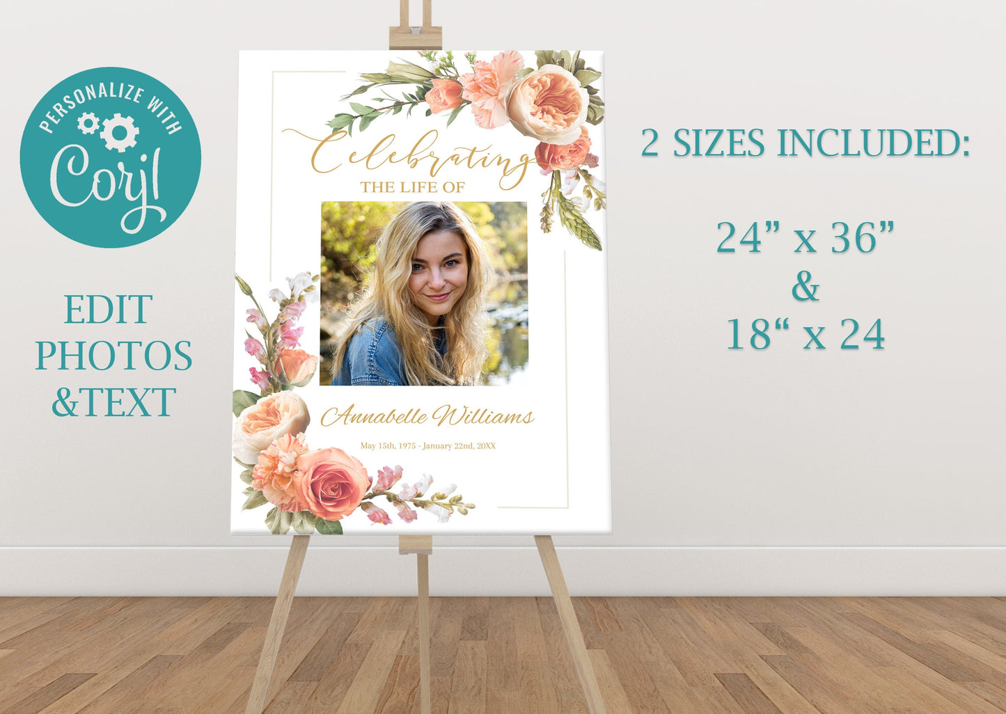Floral Funeral Welcome Sign or Display Poster - lovingmemoryprints