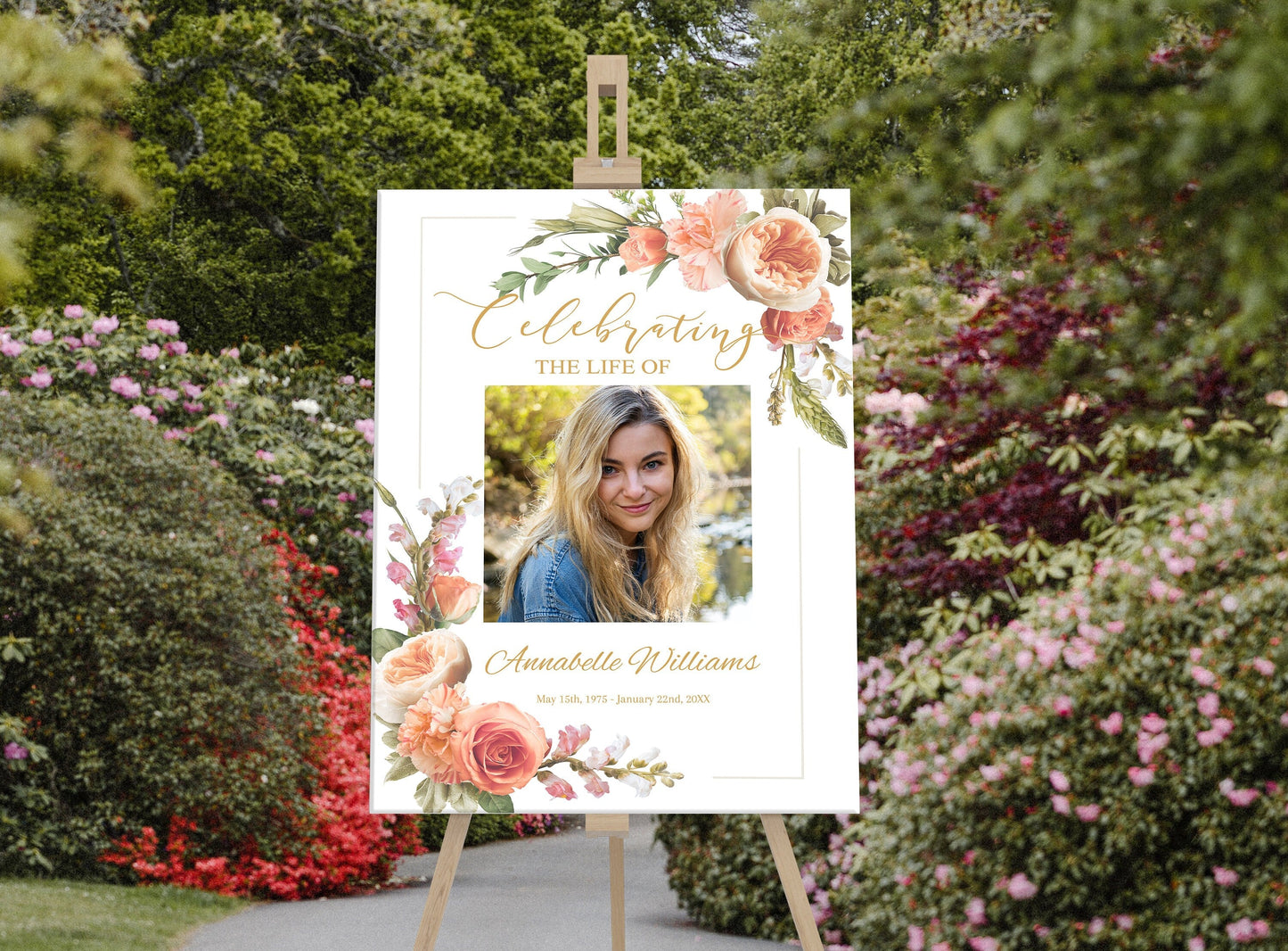 Floral Funeral Welcome Sign or Display Poster - lovingmemoryprints